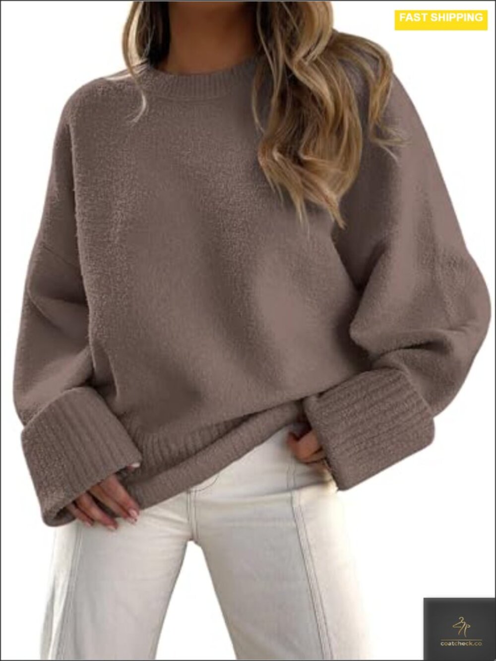 Oversized Chunky Knit Pullover Sweater - Cozy Long Sleeve Tunic - Picture 1 of 6